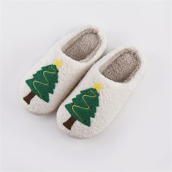 Christmas Tree Cotton Slippers – Cozy Holiday Home Shoes