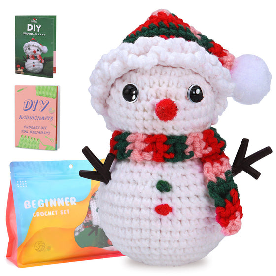 Christmas Snowman DIY Crochet Kit for Beginners – Gift for Adults & Kids