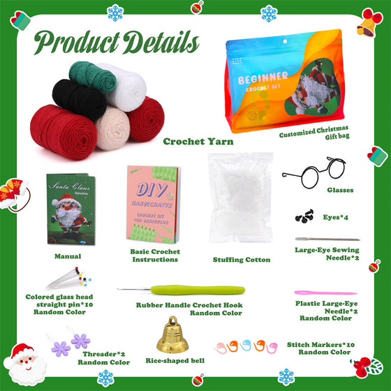 Christmas Santa DIY Crochet Kit for Beginners | Gifts for Adults and Kids