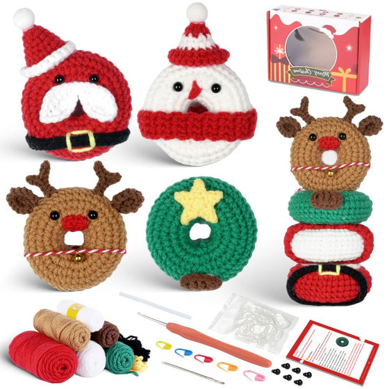 Christmas Donut DIY Crochet Kit for Beginners | Gifts for Adults and Kids