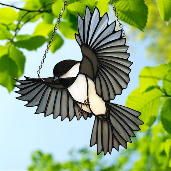 Glass Black Bird Suncatcher – Window & Wall Hanging Gift for Bird Lovers