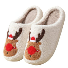 Load image into Gallery viewer, Cute Reindeer Christmas Slippers – Cozy Holiday Footwear
