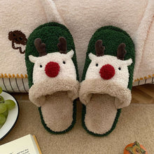 Load image into Gallery viewer, Christmas Elk Slippers – Cozy Comfortable Cotton Holiday Footwear
