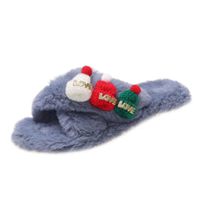 Load image into Gallery viewer, Christmas Hat Criss Cross Fluffy Slippers – Cozy Holiday Bedroom Footwear
