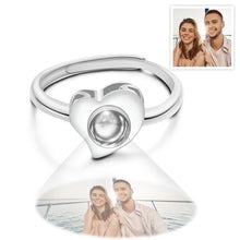 Load image into Gallery viewer, S925 Sterling Silver Heart Photo Projection Open Ring – Personalized Women's Jewelry