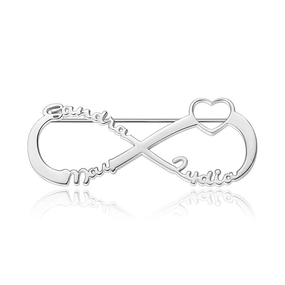 Custom Infinity Name Brooch Personalized Nameplate Lapel Pin Memorial Gifts