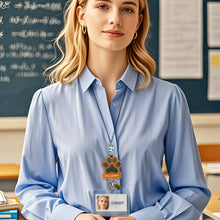 Load image into Gallery viewer, Personalized Glitter Paw ID Badge Lanyard with Text Beads and Tassels for Teachers and Pet Lovers
