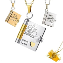 Load image into Gallery viewer, Personalized My Little Star Book Necklace – Adjustable Locket Pendant with Message Inside
