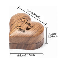 Load image into Gallery viewer, Personalized Wooden Heart Ring Box for Proposals and Engagements
