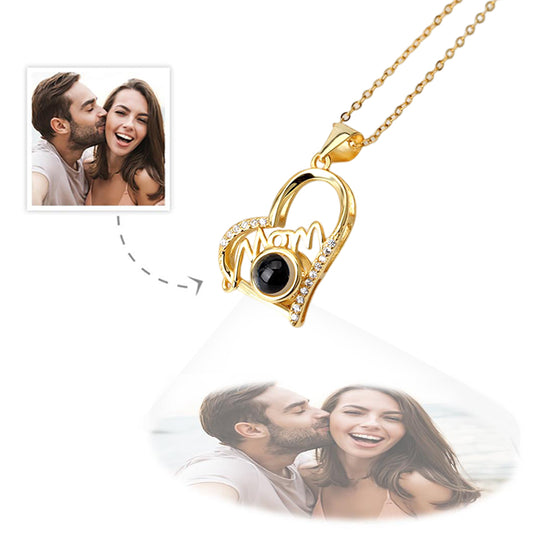 Personalized Mom Projection Heart Necklace – 925 Sterling Silver