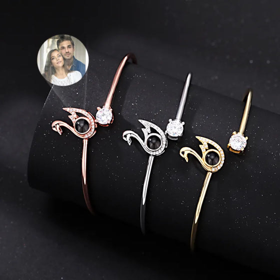 Custom Projection Bracelet – Personalized Photo Heart Jewelry Gift for Her