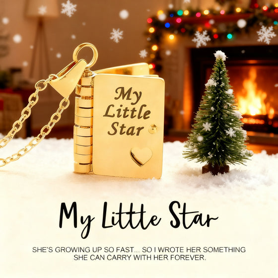 Personalized My Little Star Book Necklace – Adjustable Locket Pendant with Message Inside