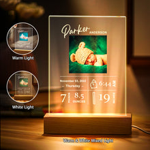 Load image into Gallery viewer, Custom Baby Birth Info Night Light – Personalized Photo Acrylic Newborn Keepsake
