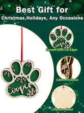 Load image into Gallery viewer, Personalized Dog Paw Snowflake Ornament – Custom Name Christmas Tree Decoration
