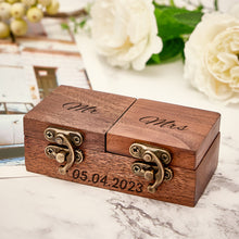 Load image into Gallery viewer, Personalized Wooden Double Ring Bearer Box
