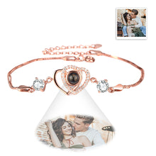 Load image into Gallery viewer, Personalized Double Heart Projection Bracelet – 925 Sterling Silver