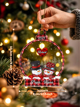 Load image into Gallery viewer, Personalized Snowman Family Name Christmas Ornament – Snowball Family Gift
