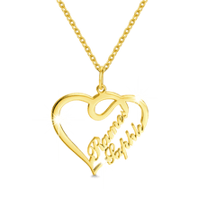 Load image into Gallery viewer, Custom Overlapping Heart Two Names Necklace – 925 Sterling Silver