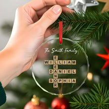 Load image into Gallery viewer, Personalized Name Wordoku Glass Ornament – Custom Letter Sudoku Christmas Decoration
