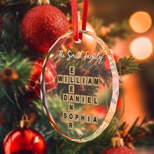 Load image into Gallery viewer, Personalized Name Wordoku Glass Ornament – Custom Letter Sudoku Christmas Decoration
