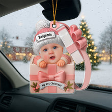 Load image into Gallery viewer, Custom Baby Face &amp; Text Acrylic Ornament – Personalized Newborn Christmas Keepsake
