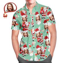 Load image into Gallery viewer, Custom Face Christmas Snowman Men’s All-Over Print Hawaiian Shirt – Christmas Gift
