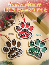 Load image into Gallery viewer, Personalized Dog Paw Snowflake Ornament – Custom Name Christmas Tree Decoration
