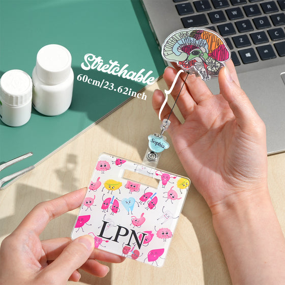 Personalized Anatomical Organ Badge Reel Charm – Retractable ID Holder for Nurses and Doctors