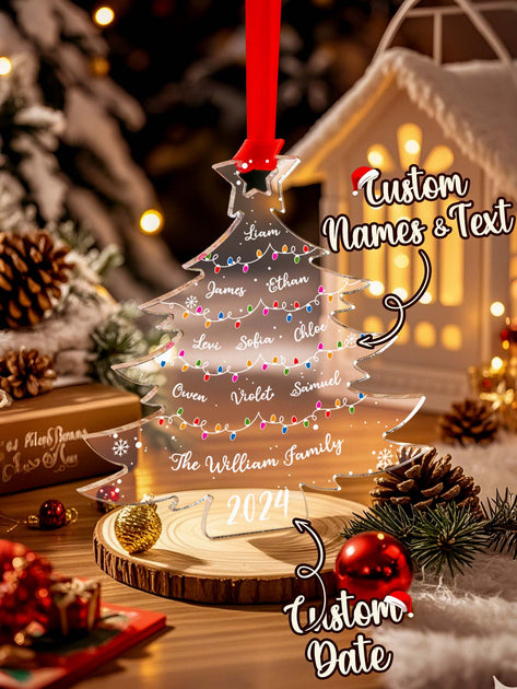 Personalized Family Name Christmas Tree Acrylic Ornament