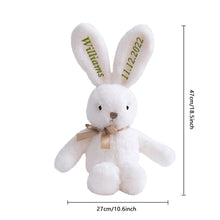 Load image into Gallery viewer, Custom Embroidered Long-Ears Bunny – Personalized Rabbit Plush for Baby Easter Gift
