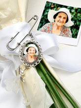 Load image into Gallery viewer, Personalized Angel Wings Photo Charm Brooch – Wedding Memorial Gift for Bride
