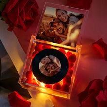 Load image into Gallery viewer, Personalized Mini Music Record Player with Custom Photo and Light Acrylic Box
