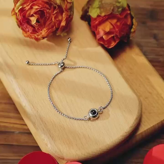 Photo Projection Bracelet – Personalized Adjustable Anniversary Gift for Her